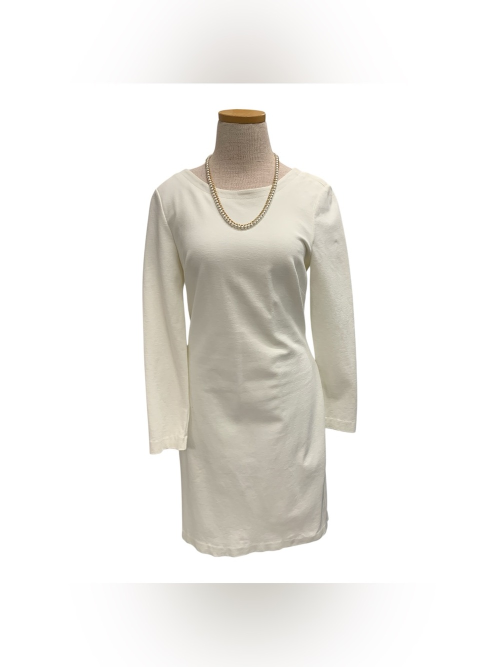 Banana Republic Cream Long-Sleeve Shift Dress Size M